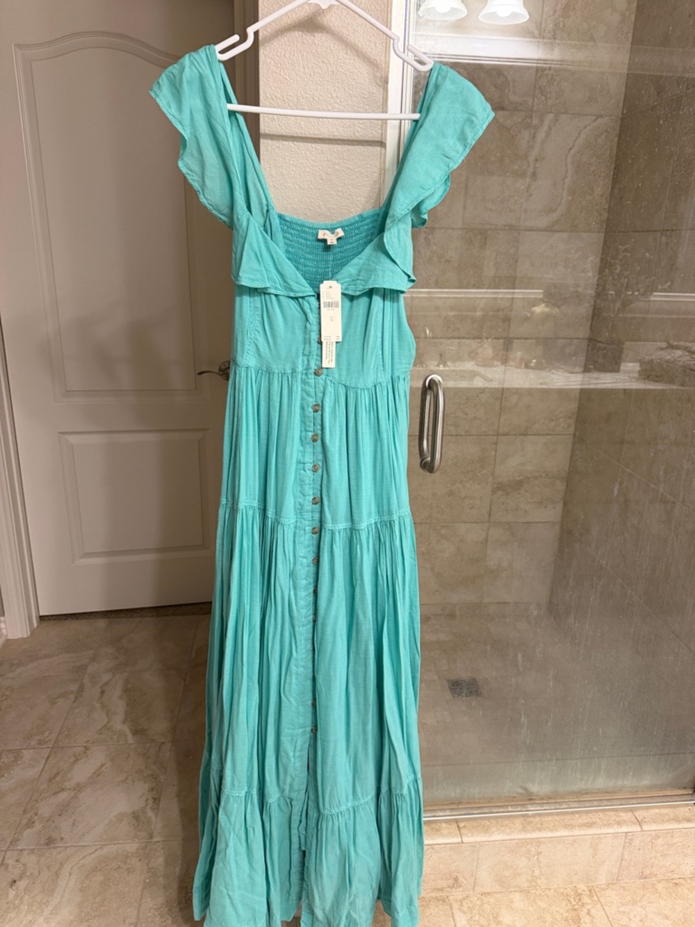 Pilcro Aqua Tiered Maxi Dress with Ruffle Straps